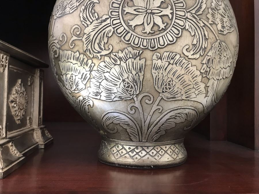 Silver Tone Decorative Box And Vase 21'H [Photo 5]