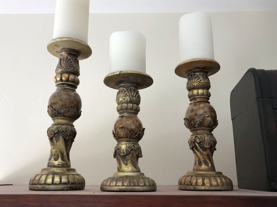 (3) Decorative Candle Holders And (3) Decorative Boxes [Photo 2]