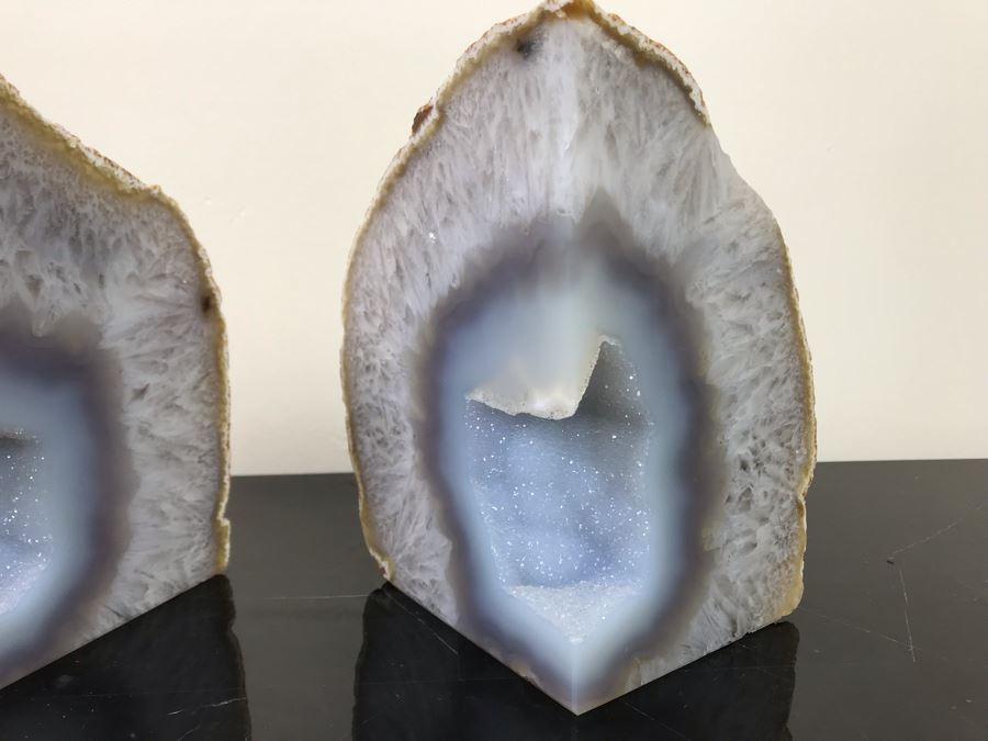 Pair Of Polished Cut Geode Bookends Each 7'H X 5'W [Photo 3]