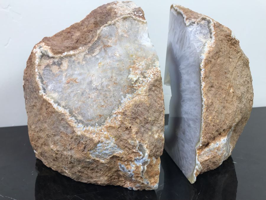 Pair Of Polished Cut Geode Bookends Each 7'H X 5'W [Photo 6]