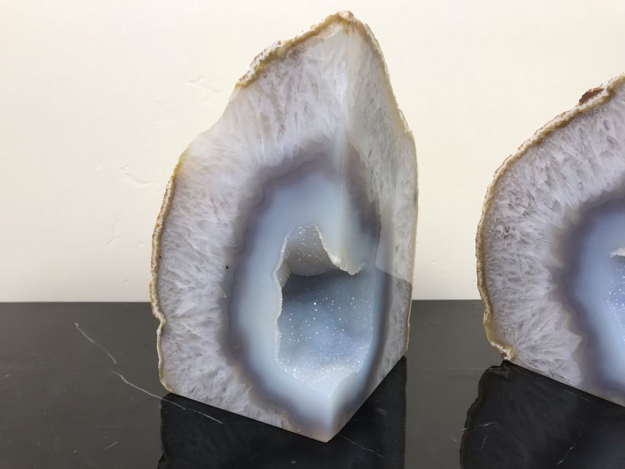 Pair Of Polished Cut Geode Bookends Each 7'H X 5'W [Photo 2]