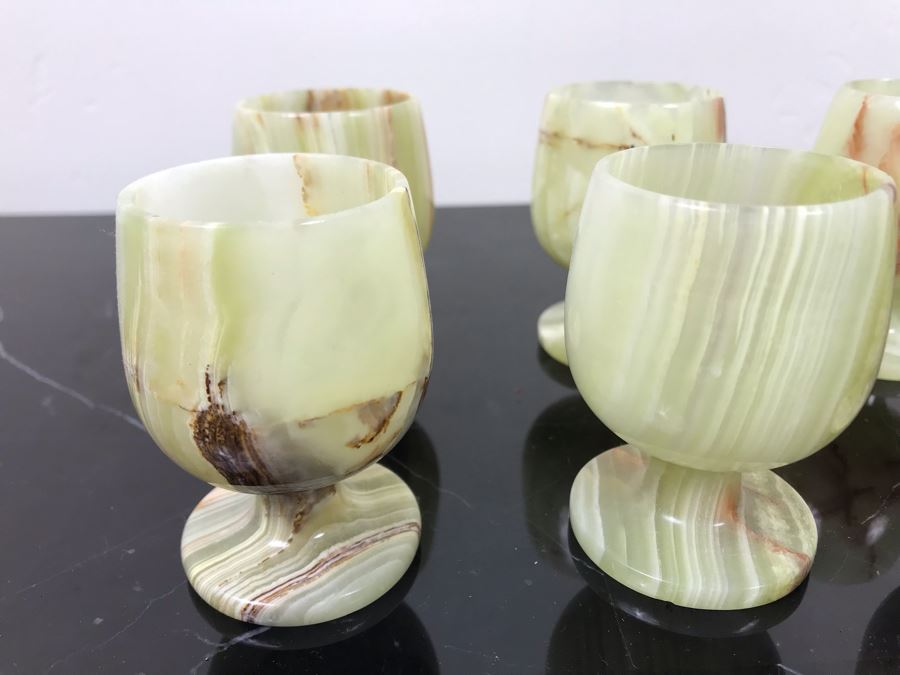 (6) 3' Polished White Onyx Footed Cups 3'H [Photo 3]