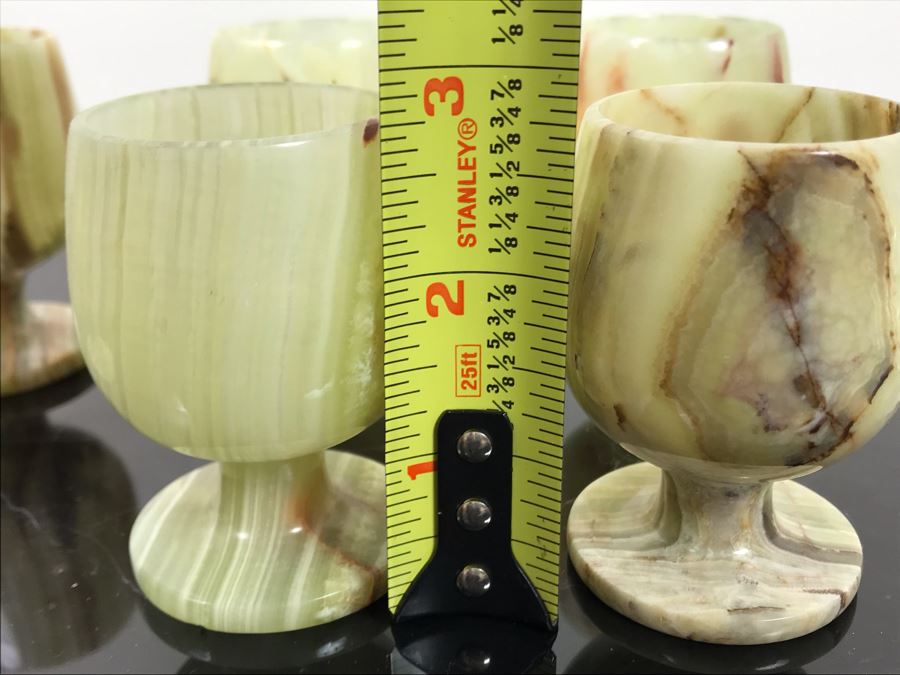 (6) 3' Polished White Onyx Footed Cups 3'H [Photo 7]