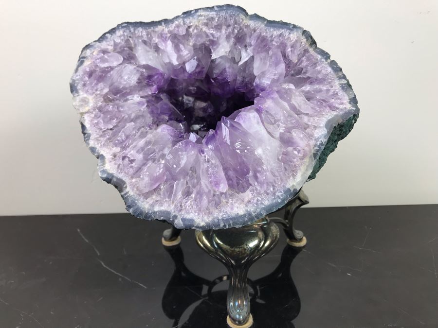 Large Amethyst Crystal Geode With Stand 9.5'W X 8.5'D - See Photos [Photo 10]
