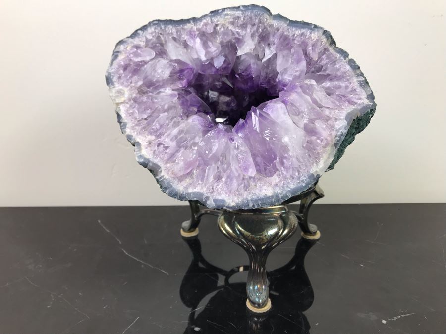 Large Amethyst Crystal Geode With Stand 9.5'W X 8.5'D - See Photos [Photo 1]
