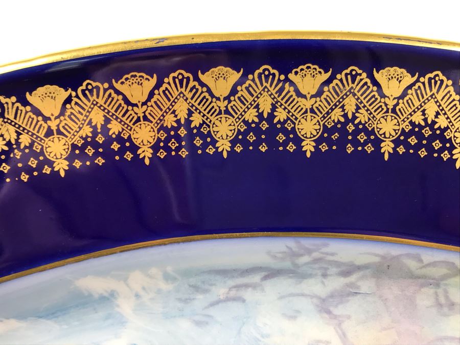 Stunning Hand Painted Limoges France Platter Of Pheasant Signed J. P. L. France With Stand 18'W X 14'H [Photo 12]