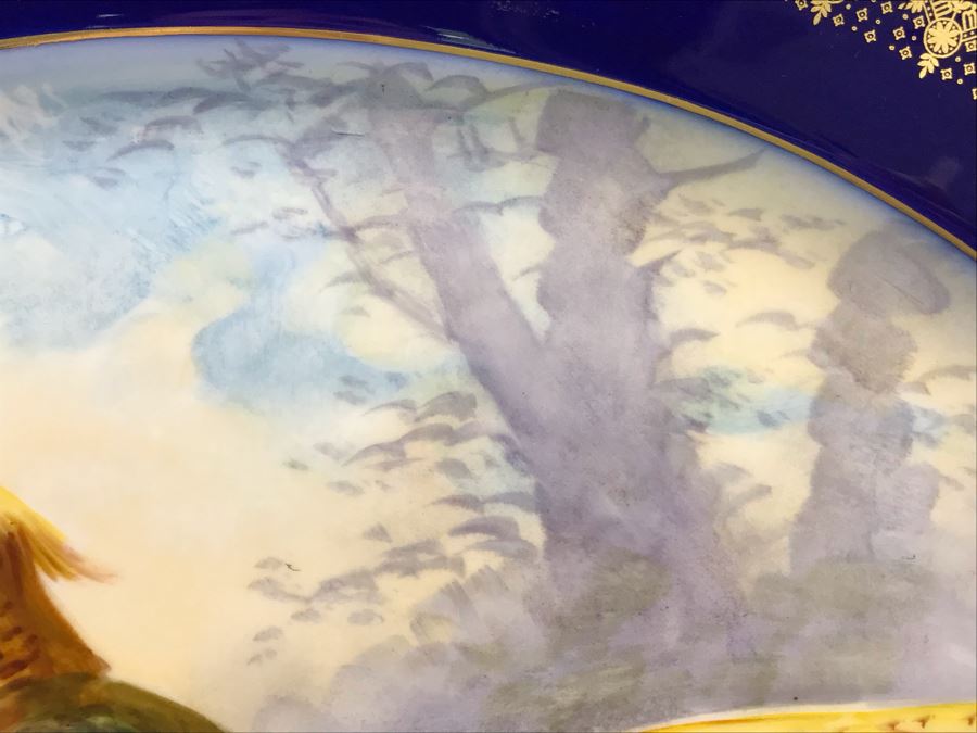 Stunning Hand Painted Limoges France Platter Of Pheasant Signed J. P. L. France With Stand 18'W X 14'H [Photo 11]