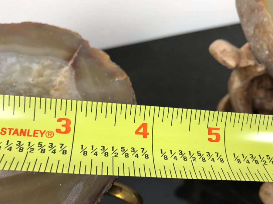 (2) Polished Geodes With Display Stands And Marble Stone Slice [Photo 14]