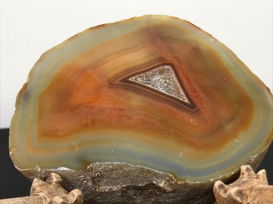 (2) Polished Geodes With Display Stands And Marble Stone Slice [Photo 5]