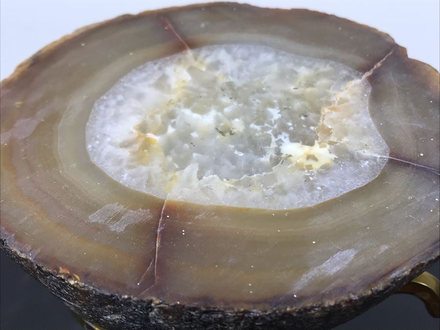 (2) Polished Geodes With Display Stands And Marble Stone Slice [Photo 4]