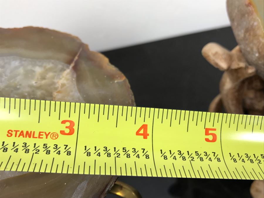 (2) Polished Geodes With Display Stands And Marble Stone Slice [Photo 15]