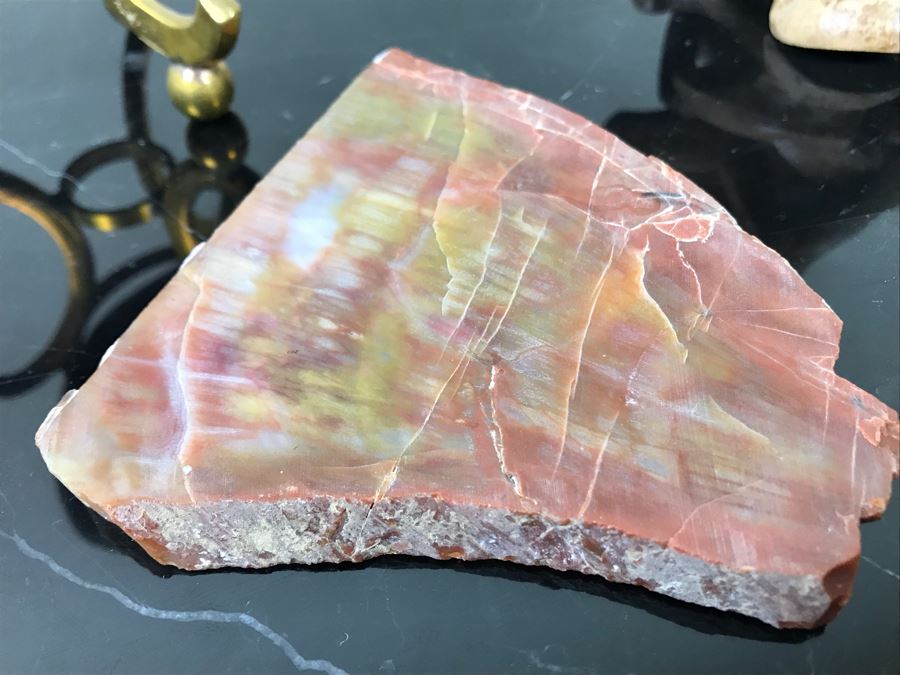 (2) Polished Geodes With Display Stands And Marble Stone Slice [Photo 12]