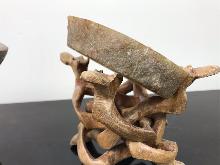 (2) Polished Geodes With Display Stands And Marble Stone Slice [Photo 8]