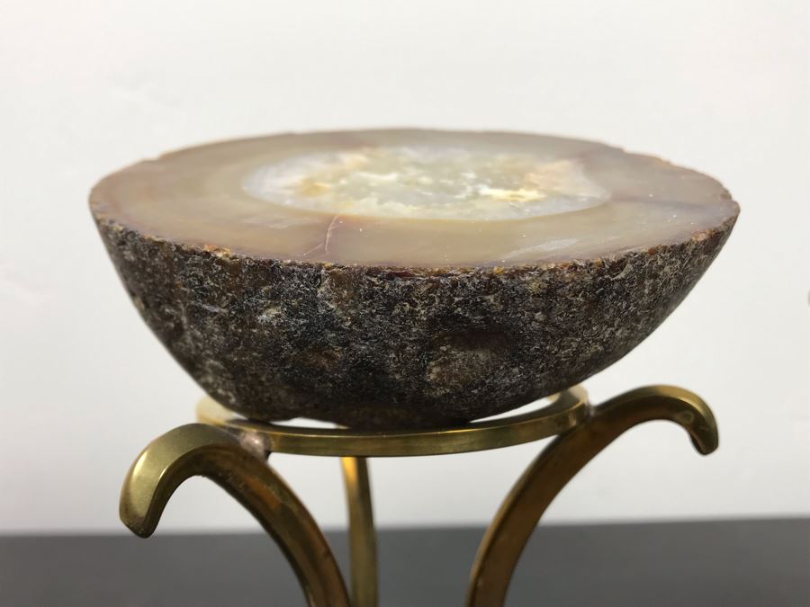 (2) Polished Geodes With Display Stands And Marble Stone Slice [Photo 3]