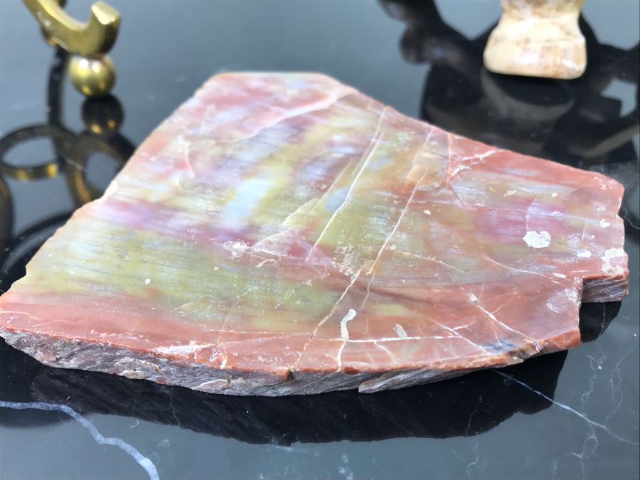 (2) Polished Geodes With Display Stands And Marble Stone Slice [Photo 13]