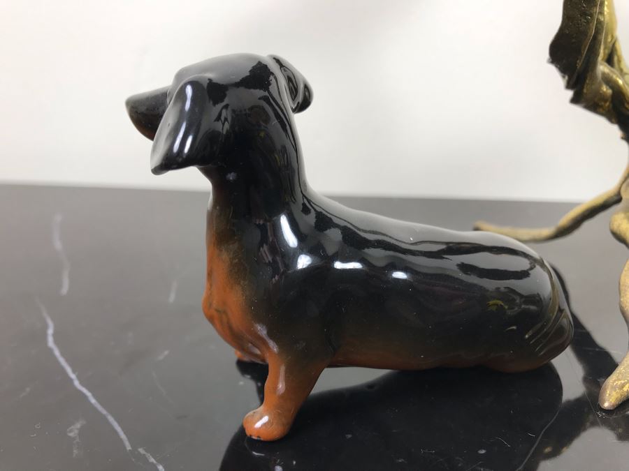 Beswick England Dachsund Dog Figurine, Hand Painted Basset Hound Figurine And Gold Tone Tree Sculpture [Photo 5]