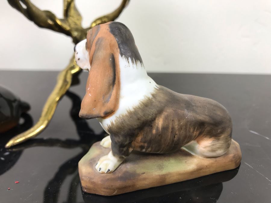 Beswick England Dachsund Dog Figurine, Hand Painted Basset Hound Figurine And Gold Tone Tree Sculpture [Photo 6]