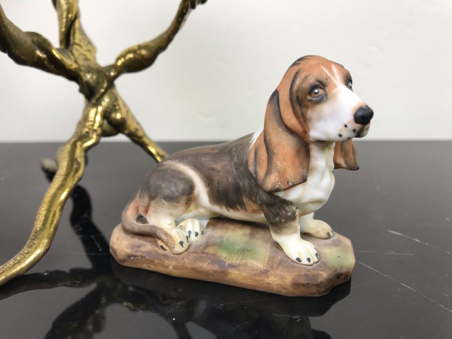 Beswick England Dachsund Dog Figurine, Hand Painted Basset Hound Figurine And Gold Tone Tree Sculpture [Photo 3]
