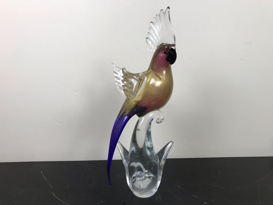 Murano Glass Parrot Bird By Vetro Artistico Hand Made In Italy 14'H