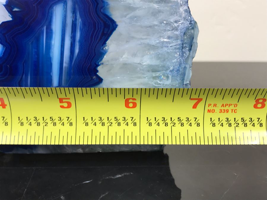 Pair Of Polished Geode Crystal Agate Blue Stones Bookends 5.5'H [Photo 14]