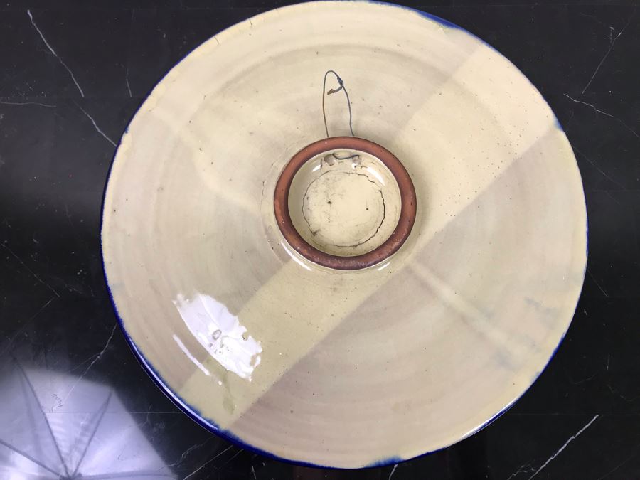 Glazed Ceramic Plate Signed SORBAS With Wire For Wall Display 12.5'R [Photo 6]