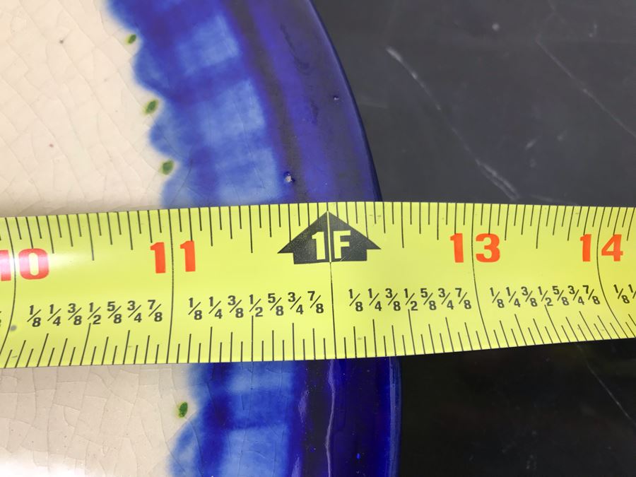 Glazed Ceramic Plate Signed SORBAS With Wire For Wall Display 12.5'R [Photo 8]