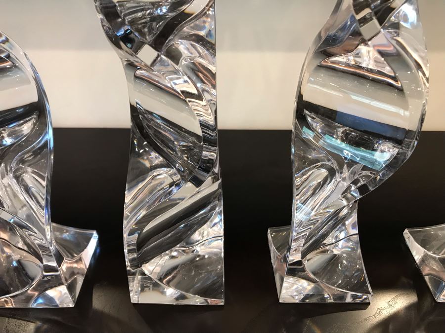 Set Of (4) MIKASA Platinum Crystal Candlestick Holders 11.5'H [Photo 3]