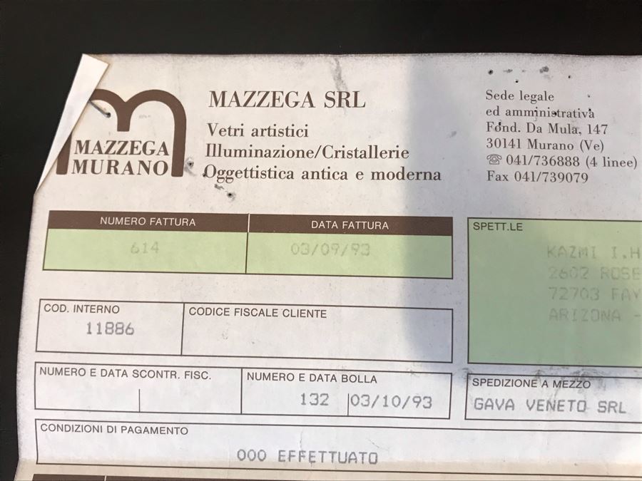 Stunning Vintage Mazzega Murano Cobalt Blue And Gold Hand Crafted Punch Bowl With Extra Lid, 8 Punch Bowl Cups, 6 Coffee Cups With Original Murano Stickers, Vase, Sugar Bowl, With Certificate Of Authenticity [Photo 20]