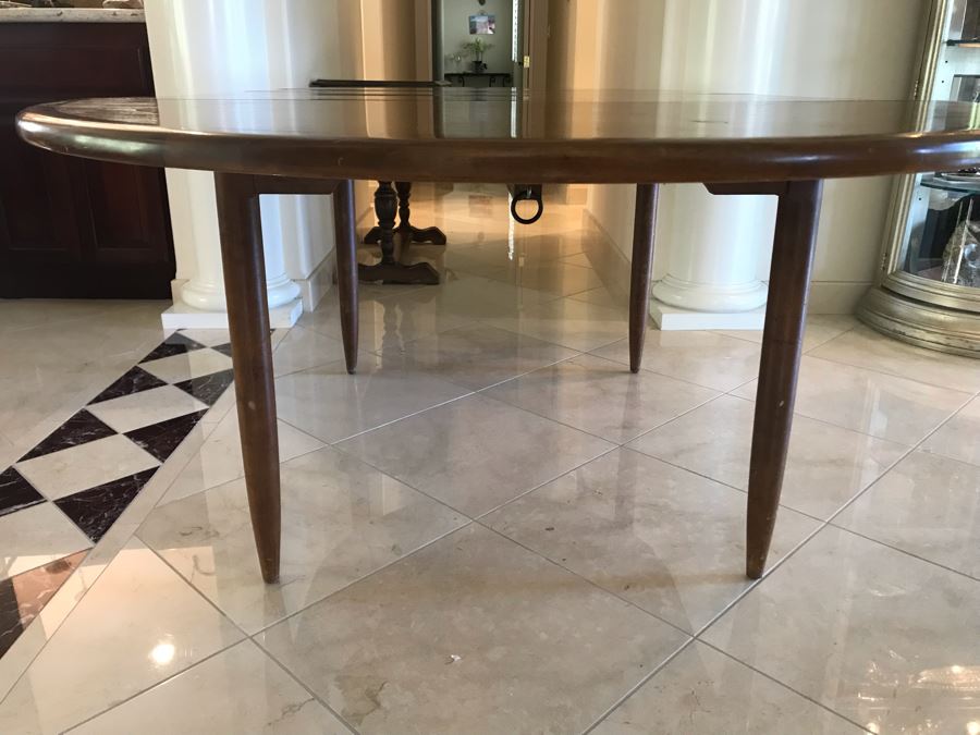 Mid-Century Modern Walnut Drop Leaf Table With Extra Leaf 69'L X 45'W With 18'L Leaf [Photo 16]