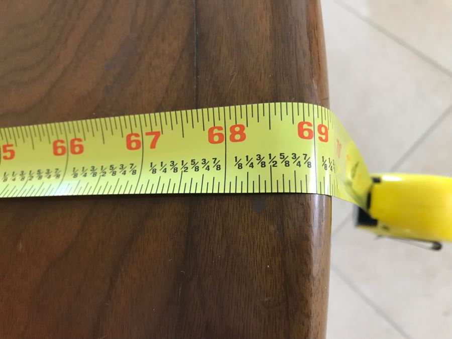 Mid-Century Modern Walnut Drop Leaf Table With Extra Leaf 69'L X 45'W With 18'L Leaf [Photo 23]