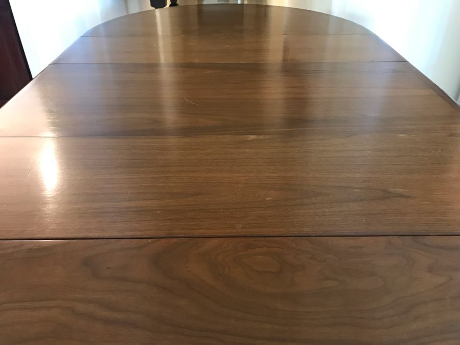 Mid-Century Modern Walnut Drop Leaf Table With Extra Leaf 69'L X 45'W With 18'L Leaf [Photo 21]