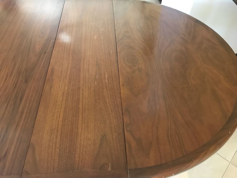 Mid-Century Modern Walnut Drop Leaf Table With Extra Leaf 69'L X 45'W With 18'L Leaf [Photo 19]