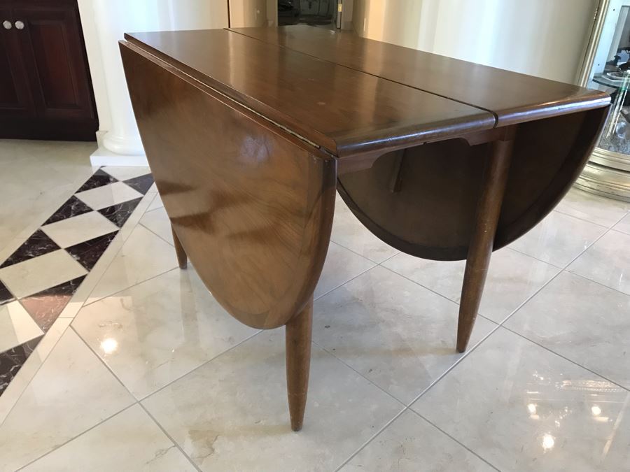 Mid-Century Modern Walnut Drop Leaf Table With Extra Leaf 69'L X 45'W With 18'L Leaf [Photo 1]