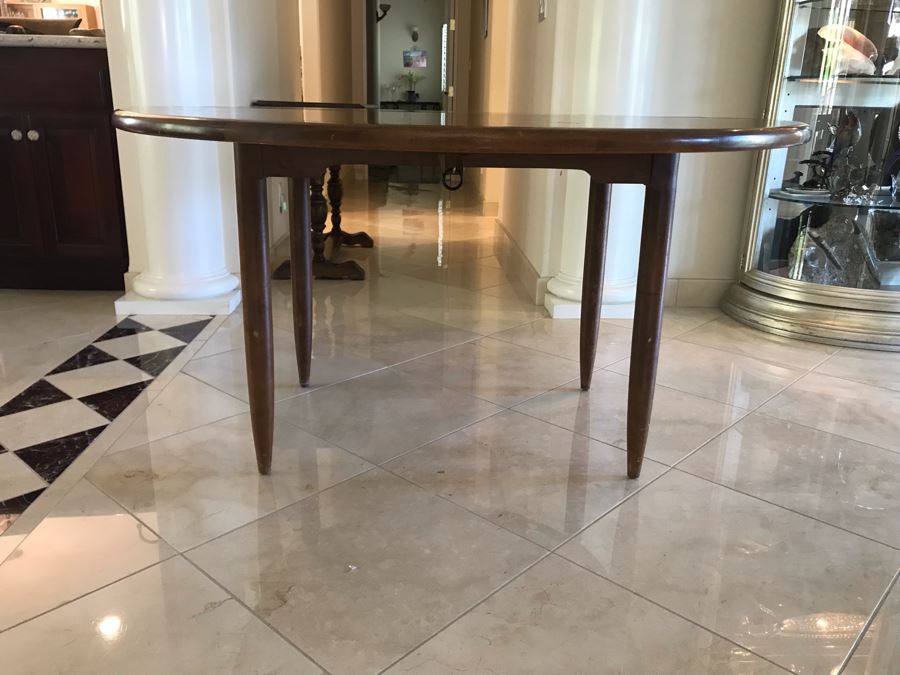 Mid-Century Modern Walnut Drop Leaf Table With Extra Leaf 69'L X 45'W With 18'L Leaf [Photo 13]