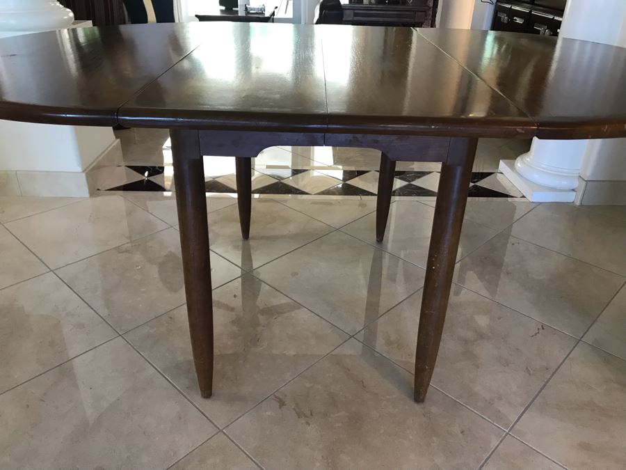 Mid-Century Modern Walnut Drop Leaf Table With Extra Leaf 69'L X 45'W With 18'L Leaf [Photo 9]