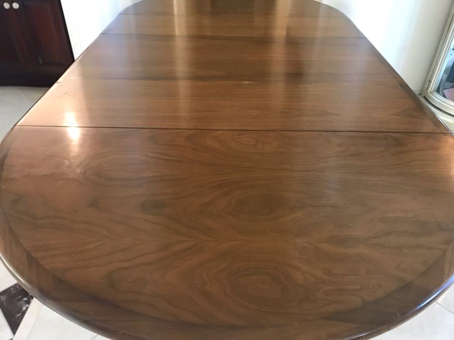 Mid-Century Modern Walnut Drop Leaf Table With Extra Leaf 69'L X 45'W With 18'L Leaf [Photo 17]
