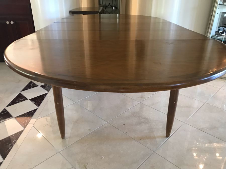Mid-Century Modern Walnut Drop Leaf Table With Extra Leaf 69'L X 45'W With 18'L Leaf [Photo 15]