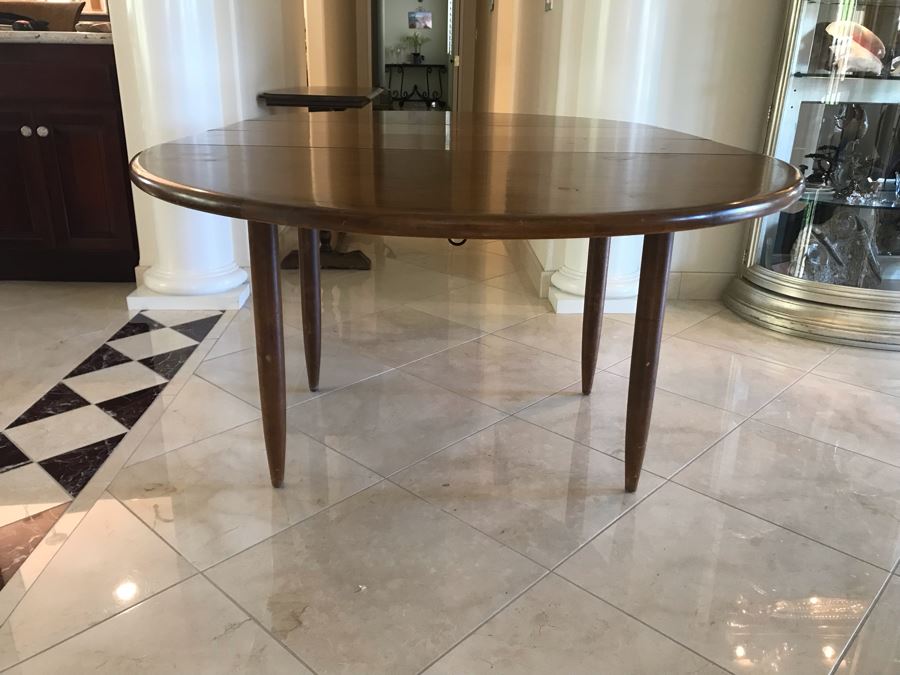 Mid-Century Modern Walnut Drop Leaf Table With Extra Leaf 69'L X 45'W With 18'L Leaf [Photo 12]