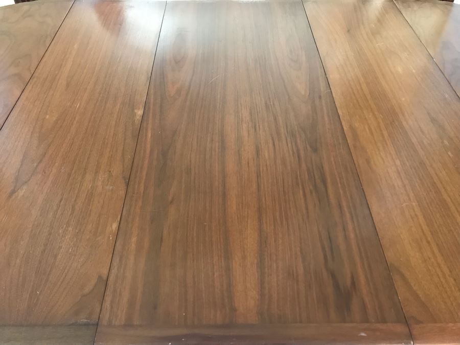 Mid-Century Modern Walnut Drop Leaf Table With Extra Leaf 69'L X 45'W With 18'L Leaf [Photo 18]