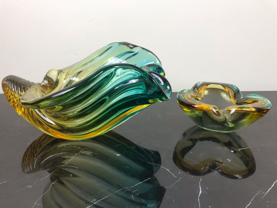 Matching Pair Of Murano Art Glass Bowls Hand Made In Italy [Photo 2]