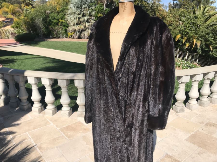 Appraised At $17,000 In 1989: Mahogany Mink Female Skins Fully Let Out Full Length Coat Made In USA Size L - Only Item With A Reserve Price [Photo 5]
