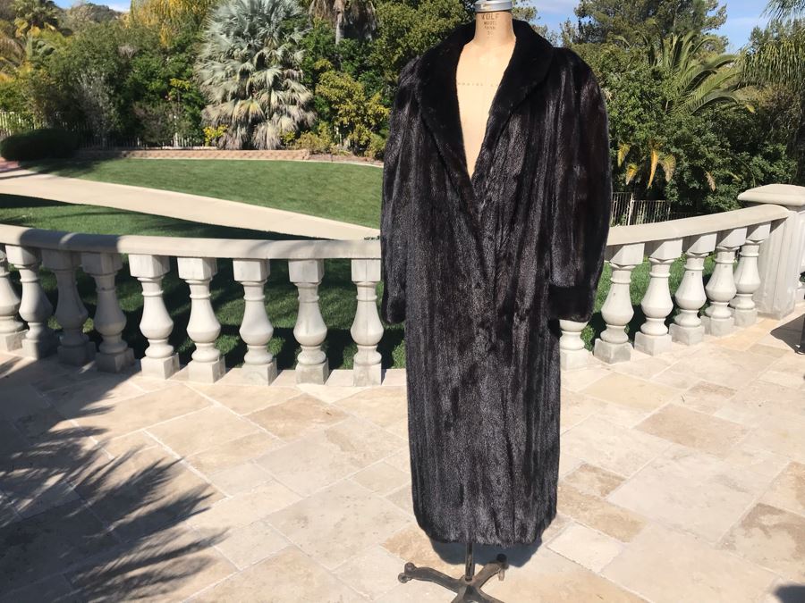 Appraised At $17,000 In 1989: Mahogany Mink Female Skins Fully Let Out Full Length Coat Made In USA Size L - Only Item With A Reserve Price [Photo 4]
