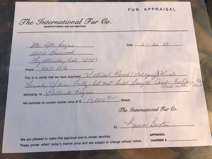 Appraised At $17,000 In 1989: Mahogany Mink Female Skins Fully Let Out Full Length Coat Made In USA Size L - Only Item With A Reserve Price [Photo 2]