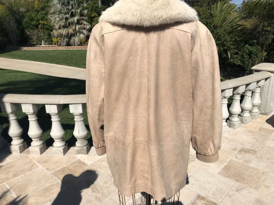 White Fox And Suede Leather Alaskan Custom Built Fur Coat Kansas City Size L  [Photo 6]