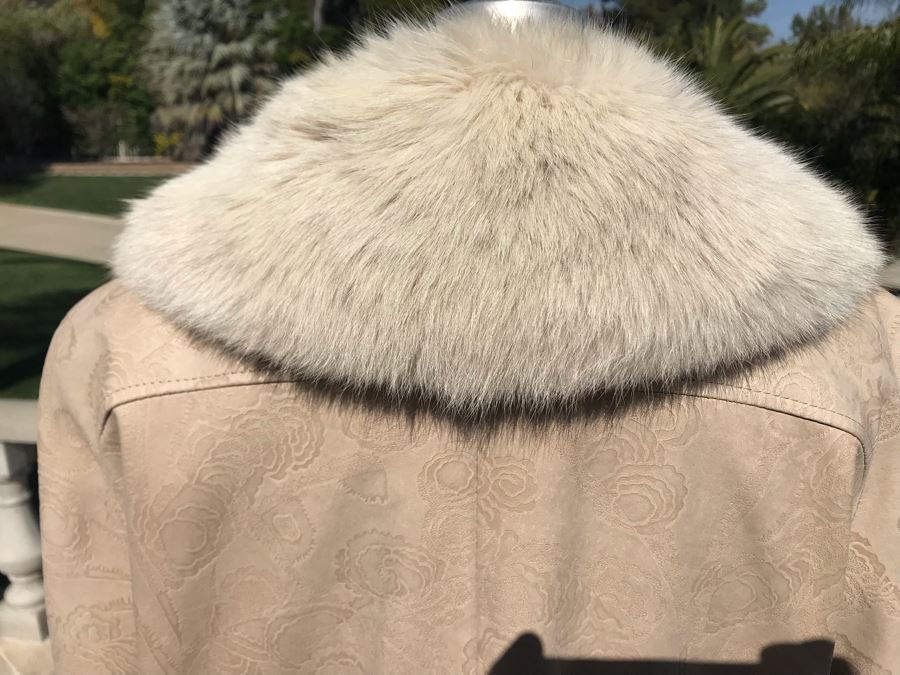 White Fox And Suede Leather Alaskan Custom Built Fur Coat Kansas City Size L  [Photo 7]