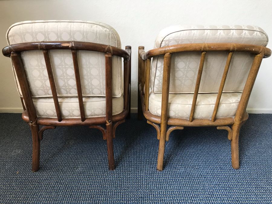 Pair Of Mid-Century Rattan Hollywood Regency Armchairs By Chaircraft Incorporated [Photo 10]