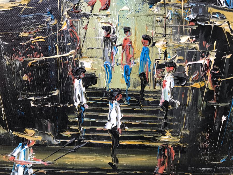 Original Mid-Century Oil Painting Hong Kong City Scene [Photo 7]