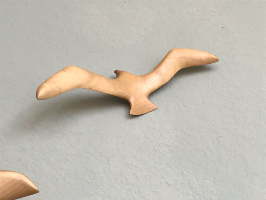 Carved Myrtlewood Seagulls Birds Wall Sculptures From The House Of ...