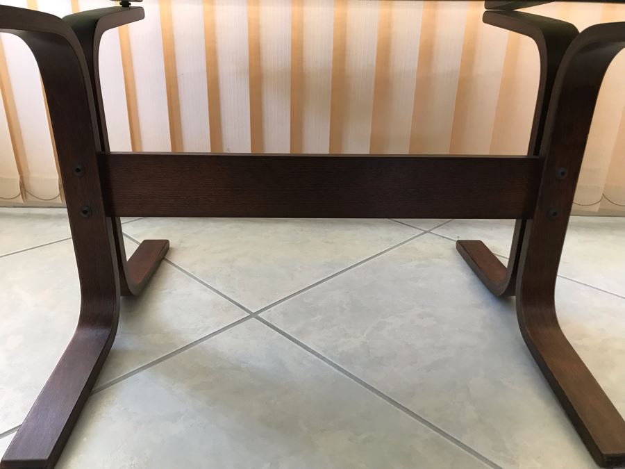 Mid-Century Modern Bent Wood Base Side Table With Glass Top [Photo 4]