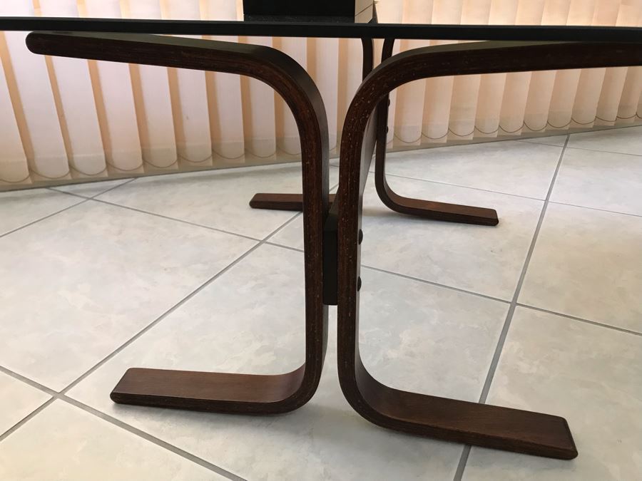 Mid-Century Modern Bent Wood Base Side Table With Glass Top [Photo 6]